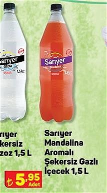 Sarıyer Mandalina Aromalı Şekersiz Gazlı İçecek 1,5 l image