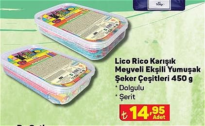 Lico Rico Karışık Meyveli Ekşili Yumuşak Şeker Çeşitleri 450 g image