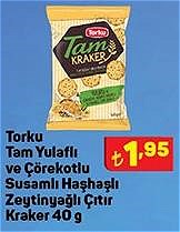 Torku Tam Yulaflı ve Çörekotlu Susamlı Haşhaşlı Zeytinyağlı Çıtır Kraker 40 g image