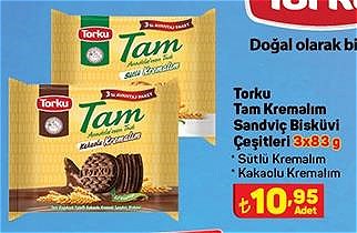 Torku Tam Kremalım Sandviç Bisküvi Çeşitleri 3x83 g image