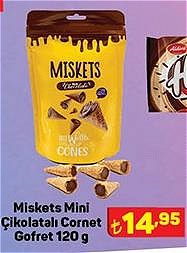 Miskets Mini Çikolatalı Cornet Gofret 120 g image