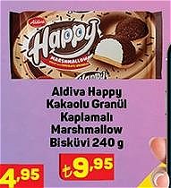 Aldiva Happy Kakaolu Granül Kaplamalı Marshmallow Bisküvi 240 g image