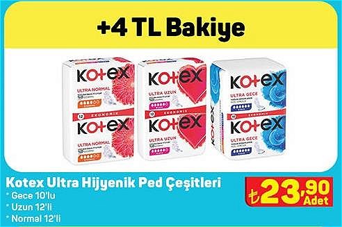 Kotex Ultra Hijyenik Ped Çeşitleri image