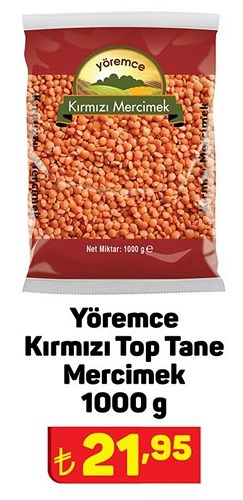 Yöremce Kırmızı Top Tane Mercimek 1000 g image