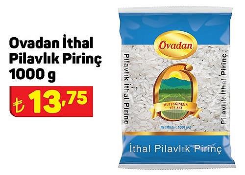 Ovadan İthal Pilavlık Pirinç 1000 g image