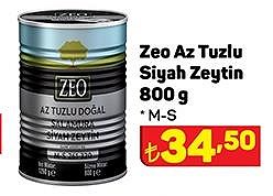 Zeo Az Tuzlu Siyah Zeytin 800 g M-S image