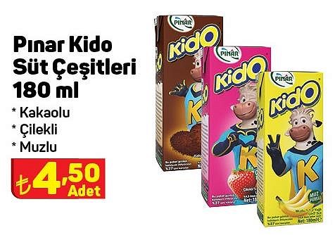 Pınar Kido Süt Çeşitleri 180 ml image