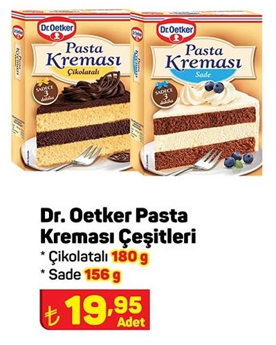 Dr. Oetker Pasta Kreması Çeşitleri Çikolatalı 180 g / Sade 156 g image