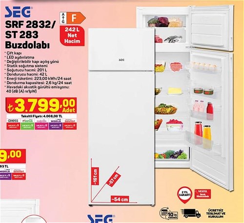 Seg SRF 2832/ST 283 Buzdolabı 242 l  image