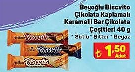 Beyoğlu Biscvito Çikolata Kaplamalı Karamelli Bar Çikolata Çeşitleri 40 g image