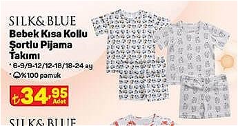 Silk&Blue Bebek Kısa Kollu Şortlu Pijama Takımı image
