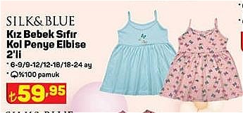 Silk&Blue Kız Bebek Sıfır Kol Penye Elbise 2'li image