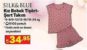 Silk&Blue Kız Bebek Tişört Şort Takımı image