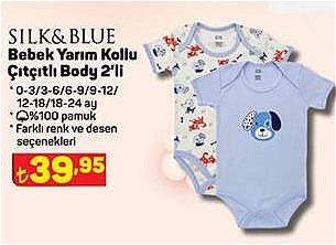 Silk&Blue Bebek Yarım Kollu Çıtçıtlı Body 2'li image