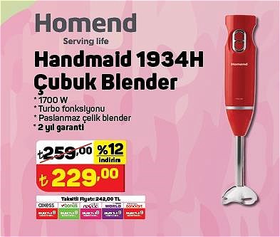 Homend Handmaid 1934H Çubuk Blender 1700 W image