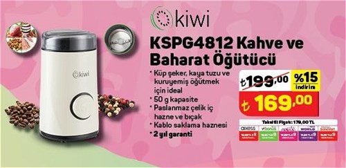 A101 Kiwi KSPG-4812 Kahve ve Baharat Çğütücü