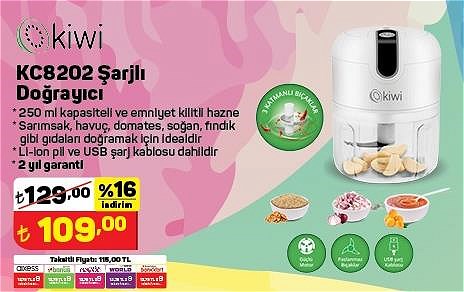 Kiwi KC8202 Şarjlı Doğrayıcı image