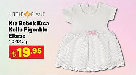 Little Plane Kız Bebek Kısa Kollu Fiyonklu Elbise image
