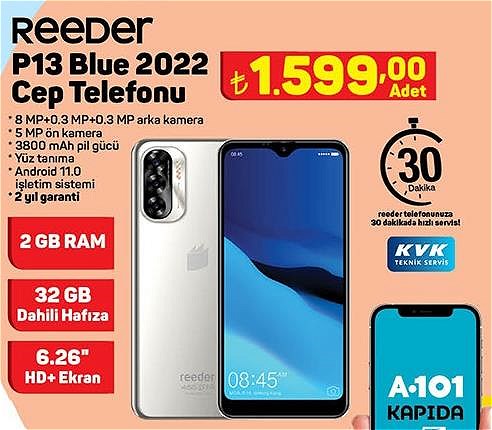 A101 Reeder P13 Blue 2022 Cep Telefonu 32 GB