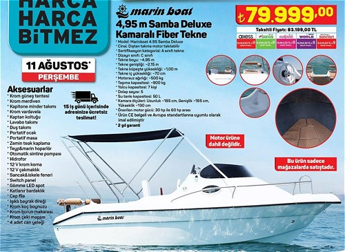 Marin Boat 4,95 m Samba Deluxe Kamaralı Tekne image