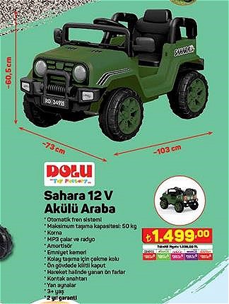 Dolu Sahara 12 V Akülü Araba | İndirimde Market