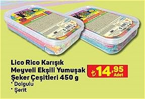 Lico Rico Karışık Meyveli Ekşili Yumuşak Şeker Çeşitleri 450 g image