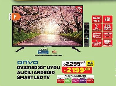 Onvo OV32150 32 inç Uydu Alıcılı Android Smart Led Tv image