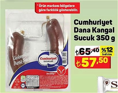 Cumhuriyet Dana Kangal Sucuk 350 g image