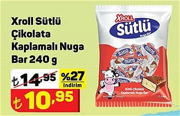 Xroll Sütlü Çikolata Kaplamalı Nuga Bar 240 g image