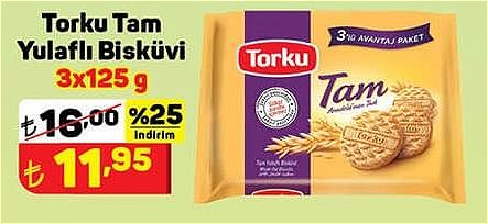 Torku Tam Yulaflı Bisküvi 3x125 g image