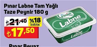 Pınar Labne Tam Yağlı Taze Peynir 180 g image