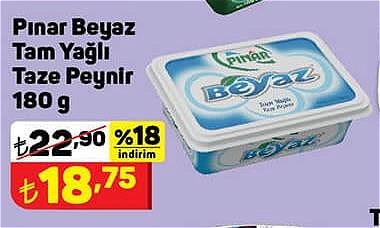 Pınar Beyaz Tam Yağlı Taze Peynir 180 g image