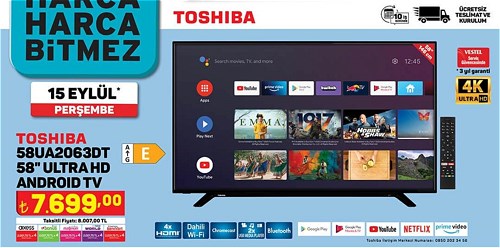 Toshiba 58UA2063DT 58 inç Ultra HD Android Tv image