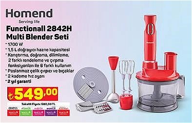 Homend Functionall 2842H Multi Blender Seti 1700 W image