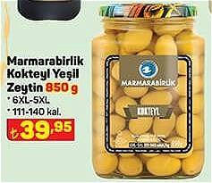 Marmarabirlik Kokteyl Yeşil Zeytin 6XL-5XL 111-140 kal 850 g image