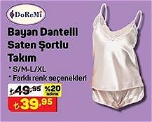 Doremi Bayan Dantelli Saten Şortlu Takım image
