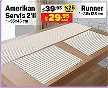 Amerikan Servis 2'li 35x45 cm/Runner 35x135 cm image
