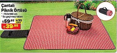 Çantalı Piknik Örtüsü 150x160 cm image