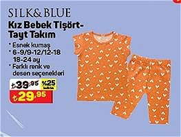 Silk&Blue Kız Bebek Baskılı Tişört-Tayt Takımı image