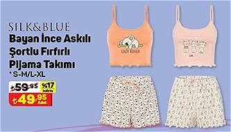 Silk&Blue Bayan İnce Askılı Şortlu Fırfırlı Pijama Takımı image