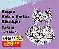 Bayan Saten Şortlu Büstiyer Takım image