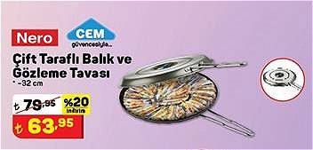 Nero Çift Taraflı Balık ve Gözleme Tavası 32 cm image