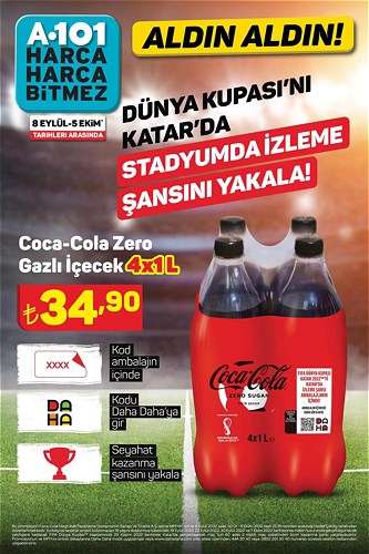 Coca Cola Zero Gazlı İçecek 4x1 l image