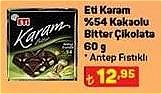 Eti Karam %54 Kakaolu Bitter Çikolata Antep Fıstıklı 60 g image