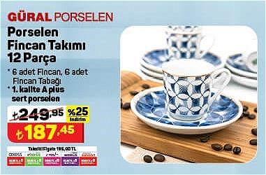 Güral Porselen Fincan Takımı 12 Parça image