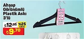 Ahşap Görünümlü Plastik Askı 3'lü image