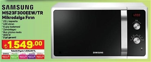 Samsung MS23F300EEW/TR Mikrodalga Fırın 800 W image