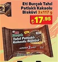 Eti Burçak Tahıl Patlaklı Kakaolu Bisküvi 3x117 g image