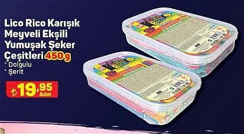 Lico Rico Karışık Meyveli Ekşili Yumuşak Şeker Çeşitleri 450 g image