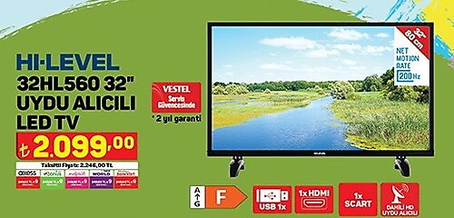 Hi-Level 32HL560 32 inç Uydu Alıcılı Led Tv image